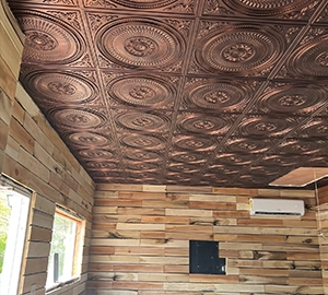 inside of world synergy's new location ceiling